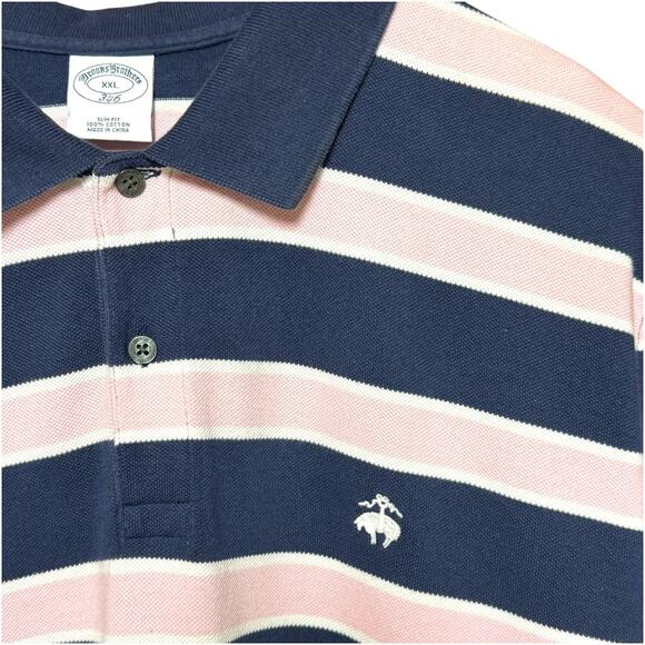 Brooks Brothers Slim Fit Polo Blue Pink XXL - Picture 2 of 3